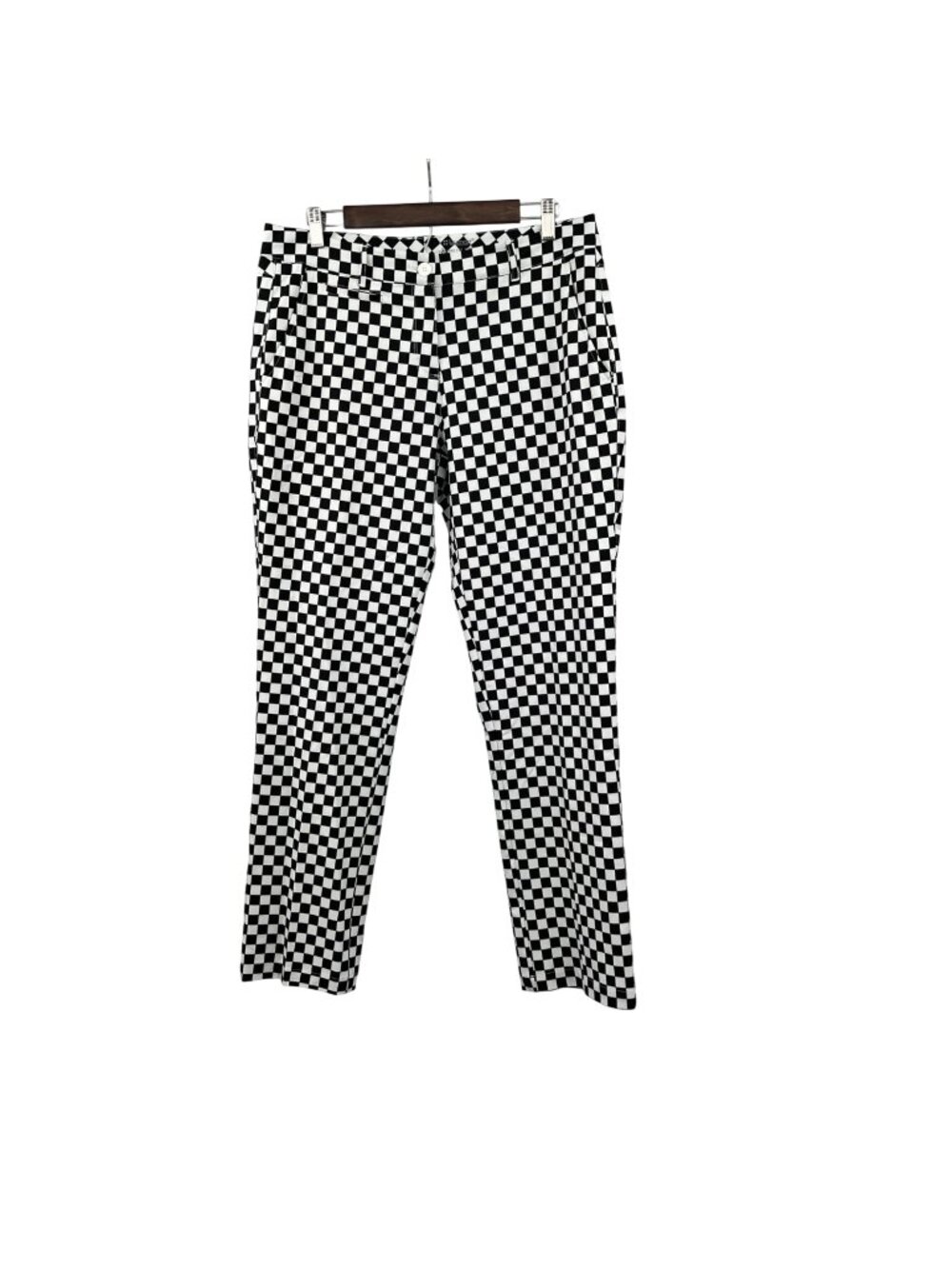Lesmart Golf Series Womens Checkered Pants Straight Leg Black/White Size 10